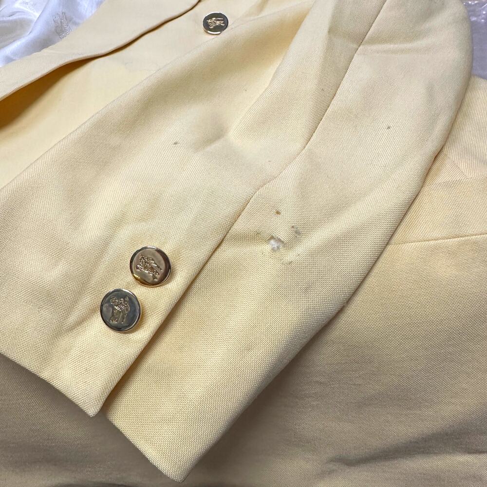 Burberry's VINTAGE '70s L Butter Yellow Gold Button Double Breasted Wool Blazer - Picture 10 of 11